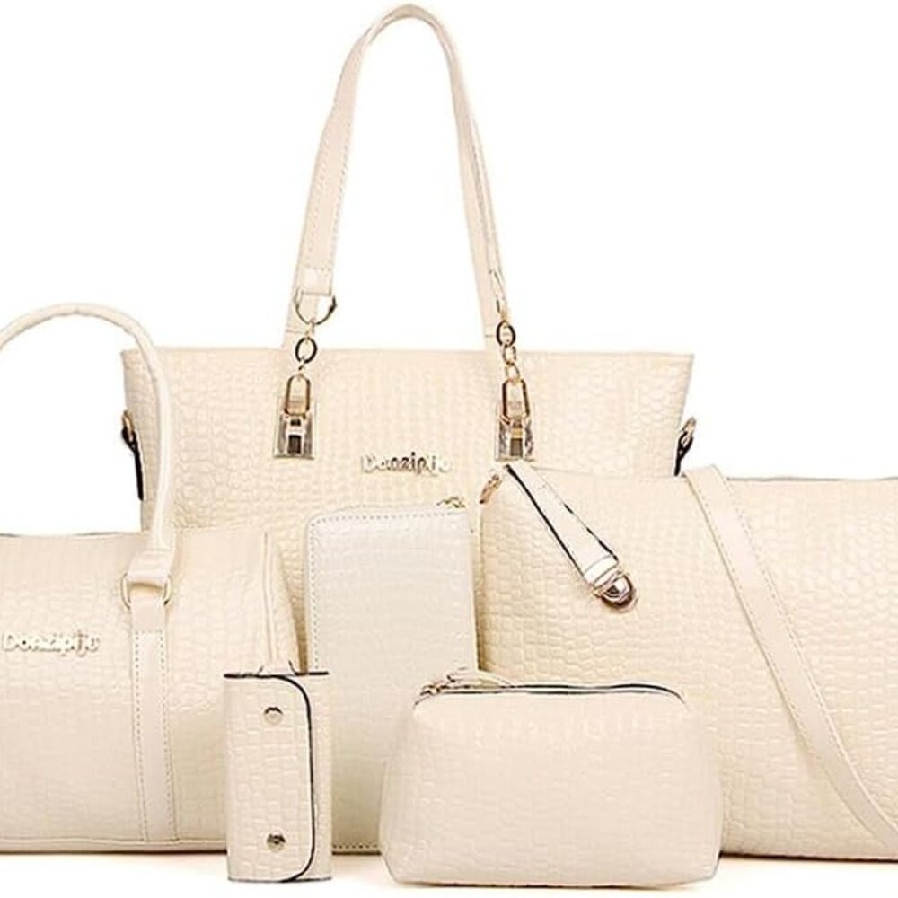 6pcs Women Handbags And Purses Set Pu Totes TopHandle Satchel Shoulder Bag Clut